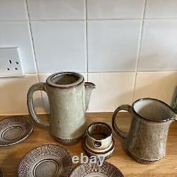 Vintage Creigiau Studio Pottery Wales Coffee/Tea Pot Jug Sugar Cup Saucer Set