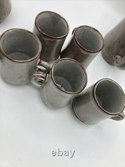 Vintage Creigiau Studio Pottery Wales Coffee/Tea Pot Jug Sugar Cup Saucer Set