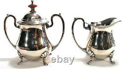 Vintage Cresent Silver Coffee Tea Pot Cream Sugar Tray Nouveau Serving Set