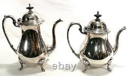 Vintage Cresent Silver Coffee Tea Pot Cream Sugar Tray Nouveau Serving Set