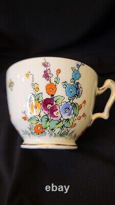 Vintage Crown Staffordshire Hollyhock Set of 3 Tea/Coffee Cups #742202