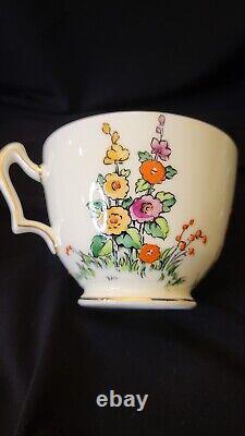 Vintage Crown Staffordshire Hollyhock Set of 3 Tea/Coffee Cups #742202