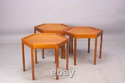 Vintage Danish hexagonal coffee tables by HC Andersen for Artek 1960s set of 3