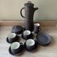 Vintage Dansk Denmark Dark Brown Flamestone Fluted Chocolate Coffee Set