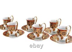 Vintage Demitasse Cups Saucers Tea Coffee Boxed Gift Set Ornate Gold Butterfly