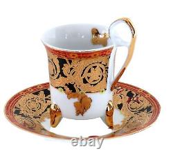 Vintage Demitasse Cups Saucers Tea Coffee Boxed Gift Set Ornate Gold Butterfly