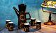 Vintage Denby 1970' Arabesque Stoneware Coffee Set Of 6 Cups, Saucers, Coffee Pot
