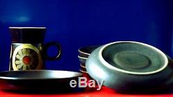 Vintage Denby 1970' Arabesque Stoneware Coffee Set of 6 cups, saucers, coffee pot