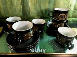 Vintage Denby 70' Arabesque Pamberton Coffee/ Tea Set of 6 cups and Saucers 12 p