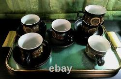 Vintage Denby 70' Arabesque Pamberton Coffee/ Tea Set of 6 cups and Saucers 12 p