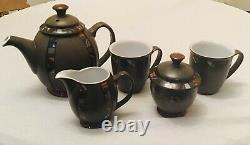 Vintage Denby Marrakesh Teapot, Milk Jug, Lidded Sugar, Mugs x 2