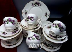 Vintage Duchess English Bone China Violets Tea Coffee Set Cups Saucers