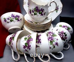 Vintage Duchess English Bone China Violets Tea Coffee Set Cups Saucers