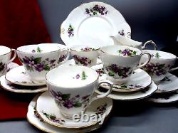 Vintage Duchess English Bone China Violets Tea Coffee Set Cups Saucers