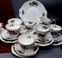 Vintage Duchess English Bone China Violets Tea Coffee Set Cups Saucers