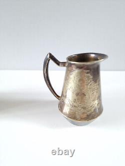 Vintage EPNS Silver Plated Coffee Set With Engraved Detail Teapot Milk Pot
