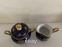 Vintage Edelstein Bavaria Etch Cobalt Coffee Pot & Tea Set 21pcs For 6 Excellent