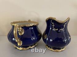 Vintage Edelstein Bavaria Etch Cobalt Coffee Pot & Tea Set 21pcs For 6 Excellent