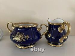Vintage Edelstein Bavaria Etch Cobalt Coffee Pot & Tea Set 21pcs For 6 Excellent