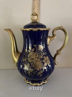 Vintage Edelstein Bavaria Etch Cobalt Coffee Pot & Tea Set 21pcs For 6 Excellent