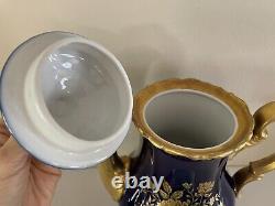Vintage Edelstein Bavaria Etch Cobalt Coffee Pot & Tea Set 21pcs For 6 Excellent