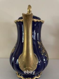 Vintage Edelstein Bavaria Etch Cobalt Coffee Pot & Tea Set 21pcs For 6 Excellent