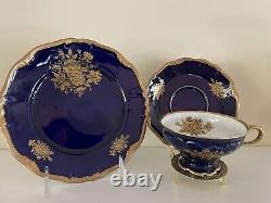 Vintage Edelstein Bavaria Etch Cobalt Coffee Pot & Tea Set 21pcs For 6 Excellent