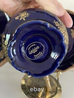Vintage Edelstein Bavaria Etch Cobalt Coffee Pot & Tea Set 21pcs For 6 Excellent