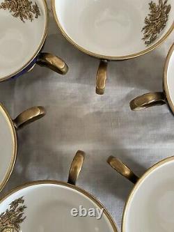 Vintage Edelstein Bavaria Etch Cobalt Coffee Pot & Tea Set 21pcs For 6 Excellent