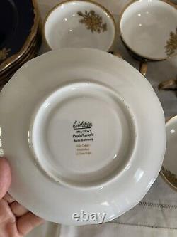 Vintage Edelstein Bavaria Etch Cobalt Coffee Pot & Tea Set 21pcs For 6 Excellent