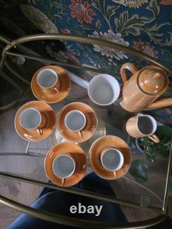 Vintage Empire Ware Orange Lustre Coffee Set England 35 1930s-50s Vintage Empire Ware Orange Lustre Coffee Set England 35 1930s-50s