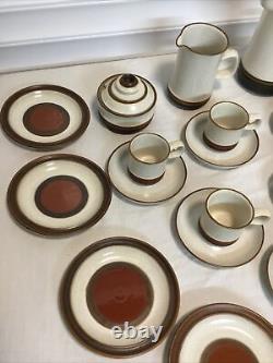 Vintage English Denby Potters Wheel 21 Piece Traditional Stoneware Coffee Set