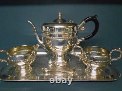 Vintage Epns Silver Plate Coffee Set With Tray Sugar Tongs