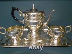 Vintage Epns Silver Plate Coffee Set With Tray Sugar Tongs