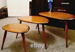 Vintage Ercol Nest Of Pebble Tables Set 3 Occasion Coffee Mid Century Courier