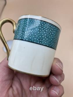 Vintage F. D & Co Turquoise Coffee / Tea Set in Shagreen Box Silver Spoons 1900s