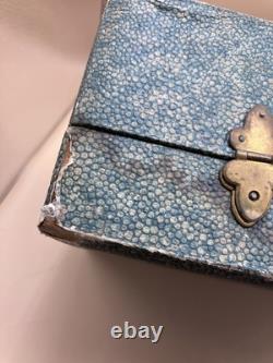 Vintage F. D & Co Turquoise Coffee / Tea Set in Shagreen Box Silver Spoons 1900s