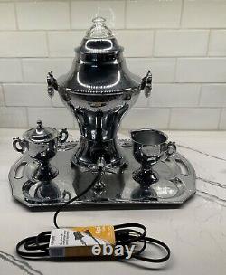 Vintage Fancy Coffee Pot Set with Tray 5 Pieces With Cord Works Well