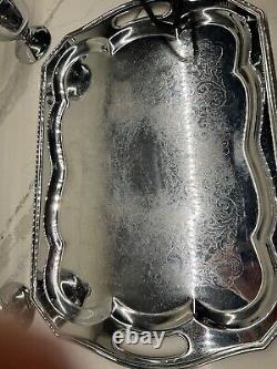 Vintage Fancy Coffee Pot Set with Tray 5 Pieces With Cord Works Well