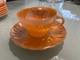 Vintage Fire-king Lustre / Anchor Hocking Suburbia Peach Lustre Coffee Set 6