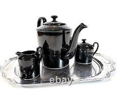 Vintage Fitz & Floyd Coffee Service 6 Cup Total Black Japan MCM Rare