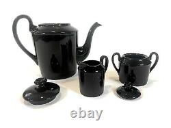 Vintage Fitz & Floyd Coffee Service 6 Cup Total Black Japan MCM Rare