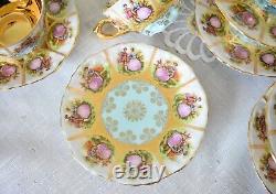 Vintage Foreign Alt Wien, Fragonards Love Story blue Gold Espresso Coffee Set