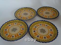 Vintage Four Cups Coffe And Saucer Ceramic France Henriot Quimper