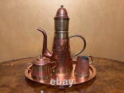 Vintage Four Piece Vebelux Copper & Hammered Brass Coffee Set