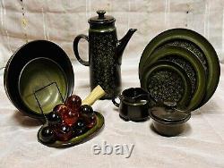 Vintage Franciscan Earthenware Coffee Pot Serving Set With Lucite Grapes 12pc