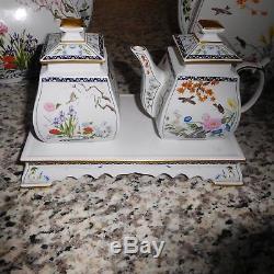 Vintage Franklin Mint Fine Porcelain Tea And Coffee Set With Sugar And Creamer