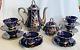 Vintage Friedrich Deusch Silver Overlay Western Germany Porcelain Coffee Pot Set