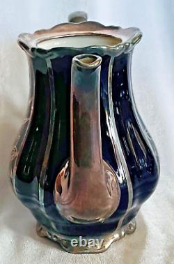 Vintage Friedrich Deusch silver overlay Western Germany Porcelain Coffee Pot Set