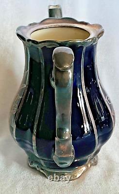 Vintage Friedrich Deusch silver overlay Western Germany Porcelain Coffee Pot Set